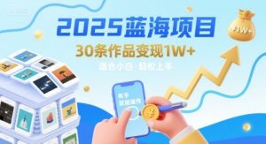 2025蓝海项目30条作品 变现1w+ 有手就能操作适合小白做-润泽资源库