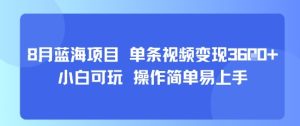 8月AI蓝海项目,单条视频变现1k+ 小白可玩 操作简单易上手-润泽资源库