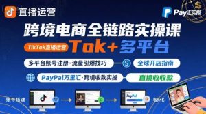 跨境电商线上课,TikTok 直播运营 + 多平台账号注册 + PayPal 万里汇实操教程-润泽资源库