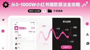 从0-1000W小红书爆款算法全攻略,时长1.5小时,干货满满-润泽资源库