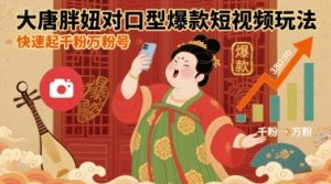 大唐胖妞对口型爆款短视频玩法,快速起千粉万粉号-润泽资源库