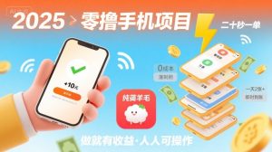 2025年零撸手机项目，二十秒一单，纯薅羊毛 一天2张+做就有【揭秘】-润泽资源库