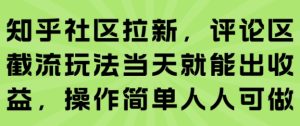 知乎社区拉新,评论区截流玩法当天就能出收益,操作简单人人可做-润泽资源库