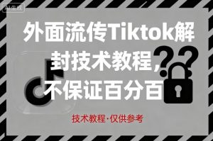 外面流传Tiktok解封技术教程，不保证百分百，具体自测-润泽资源库
